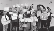 Front: Amiyah VanEck, Brennen Heronimus. Middle: Mason Hoffmann, George Rosenbrook, Camden Walker, Brielle Plotz, Caroline Stoel, Easton Hoffmann. Back: BR Heronimus, Gary (Dane) Plotz, Alex Schuur, Lauren Stoel, Lila Scandrett, Paige Schuur