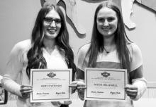 3rd and 4th Year Letter Winners (L to R): Abby Overman (4th Year), Jayda Hellewell (3rd Year); Also Red Rock Conference Honorable Mention Team