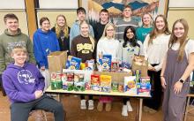 The MCC Student Council recently organized a food drive for the Murray County Food Shelf. Food was collected at both the boys and girls basketball games and in students’ home rooms. Xavier Mannon, Morgan Heezen, Addy Dierks, Taylor Larson, Noah Frisk, Rachael Huso, Tristan Behrends, Kyra Baumgartner, Hudson Schryvers, Charu Paulzine, Suttyn Schryvers, Kate Blankenship, Ava Deacon.