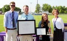 Grant Harms, Elementary Principal Patrick Freeman, Brielle Plotz and Janese Siedschlag