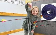 Whoop Whoop to Calista Pieske for shooting a Robinhood at the Beaver Creek Archery Club this past week. A Robinhood is when an archer splits an arrow already in the target with another arrow shot from the same spot. They say there is a 1 in 4,000 chance for an archer to accomplish this. Congrats Calista!