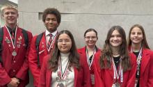 Pictured are the Fulda FCCLA Chapter members after receiving medals at the National Conference. L to R are: Cullen VanderBeek, Vincent Bray, Emma Nielsen, Zoe Nelson, Ruth Ethridge, and Brynlee Farris. Not pictured are Grace Sawadogo and Mara Clarke.
