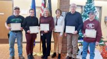 Murray County Commissioners recognized the years of service for employees. Tim Kunselman 5 years, Mary Ellen Moline 30 years, Jean Christoffels 25 years, Lisa Carlson 15 years, Randy Groves 30 years, Curt Like 30 years. Not Pictured: Luke Isder 15 years and Travis Radke 5 years.