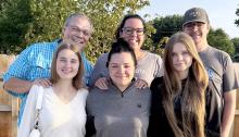 Pictured: Back: Tim Rhodes, Shannon Rhodes, Greg Rhodes, Front: Eloise Steiner, Makayla Rhodes and Antonina Godlewska.