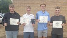 1st Year Letter Winners (L to R): Jaxson Kline, Finn Schneider, Max Miller, Jackson Clarke. Not Pictured, Alex Heard.