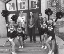 Pictured here are MCC Cheerleaders with Judy LaBoda, Mary Beech and Nancy Laible.