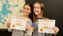 Red Rock Conference (L to R): Ava Deacon - All Conference Honorable Mention Kate Blankenship - All Conference (also Third Year Letter Winner). Not Pictured: Suttyn Schryvers All Conference (also Third Year Letter Winner)