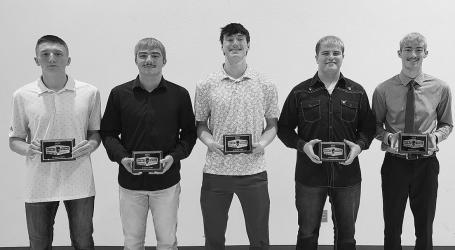 All District Team: Quintin Lewis, Carson Lewis, Luke Iverson, Colby Kesteloot, Teague Meyer.