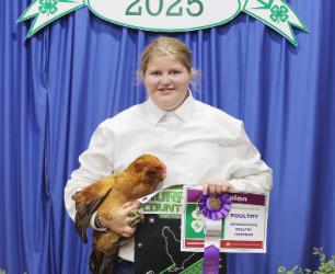 Paige Wittrock – Llama/Alpaca – Junior Obstacle Course/Public Relations, Poultry – Ducks, Intermediate Showman, Junior – Costume, Food Preservation, Potatoes, Largest Vegetable, Needle Arts