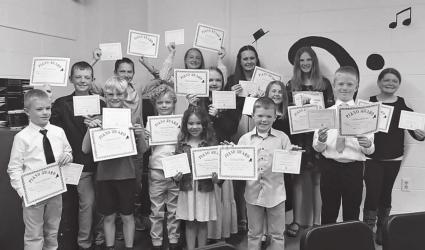 Front: Amiyah VanEck, Brennen Heronimus. Middle: Mason Hoffmann, George Rosenbrook, Camden Walker, Brielle Plotz, Caroline Stoel, Easton Hoffmann. Back: BR Heronimus, Gary (Dane) Plotz, Alex Schuur, Lauren Stoel, Lila Scandrett, Paige Schuur