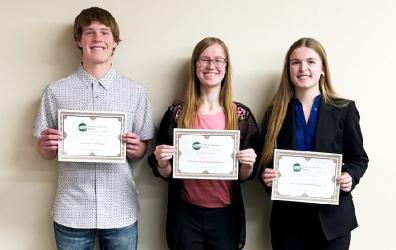 Pictured above are Vince VanderKooi, Jocelyn Horn, and Isabel Thier. The Recipients of this years Youth Tour Contest.