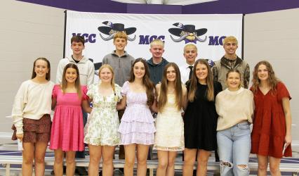 THIRD YEAR ACADEMIC LETTER WINNERS: (L to R:) Front: Kaitlyn Blankenship, Ava Deacon, Rachael Huso, Elizabeth Daniels, Emma Risacher, Erica Doeden, Lilly Kleven, Lila Scandrett. Back: Walker Biren, Maxwell Miller, Eli Gillette, Carter Hanson, Lucas Kuball. Not pictured: Kennedy Burch, Gabriel Gleis, Ava Reemtsma
