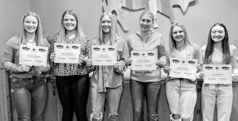 2nd Year Letter Winners (L to R): Taylor Larson, Erica Doeden, Erin Klein, Thea Schneider, Kelli Miller, Lily Daniels