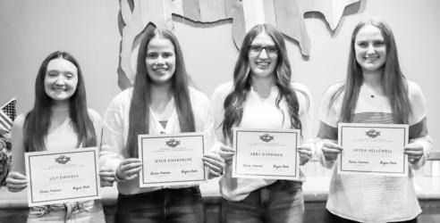 MGBCA Individual Academic All State: Must be a Senior with a 3.8 GPA. (L to R): Lily Daniels, Kylie Knakmuhs, Abby Overman, Jayda Hellewell. Also named Individual Academic All Conference, Must be a Senior with a 3.6 GPA.