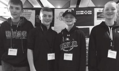 MathCounts team (L to R): Wesley Hause, Tristan Behrends, Dugan Kluis, and Alex Schuur.