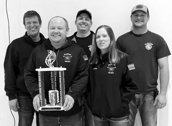 Winner this year again was the Slayton Fire Department -- pictured are Cody Hansen, Austin Boock, Nick Obermoller, Elissa Wieneke and Austin Irlbeck.
