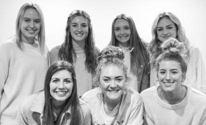 Seniors: L-R Back Row: Zoey Iverson, Elie Meyer, Casey Miller, Jaelen Barstad L-R Front Row: Mary McNab, Emma Schuur, Ella Gillette Not Pictured - Symone Harms