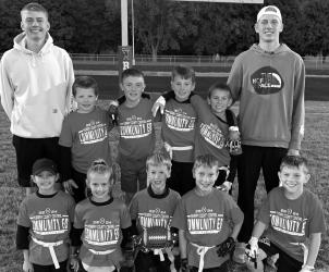 Red Team L to R Backrow: Krew Schneider, Sam Petros, Connor Laleman, Jerrett Bobeldyk, Harrison Larson, Hudson Schryvers. Front row: Ali Johnson, Aubrie Johnson, Milo Harms, John Lolkus, Jack Zens