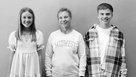 Jacob Hartle Caring Friend Award: Hadley Harms and Morgan Heezen pictured with Wendy Hartle.