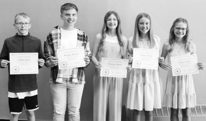 Yearbook Staff- Colton Joens, Morgan Heezen, Emersyn Meyer, Hadley Harms, and Charley Holm.