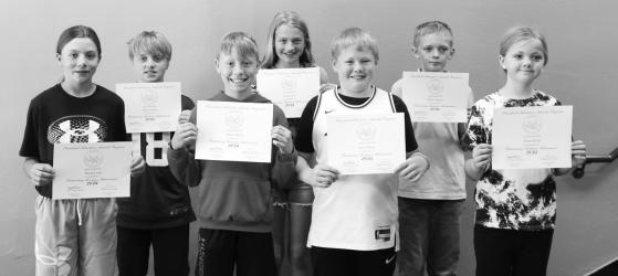 5th Grade Presidential Achievement- L to R: Alayna Lewis, Walker Miller, Atticus Olson, Jada Jackels, Jack Johnson, Dylan Johnson, and Eliza Schulte.