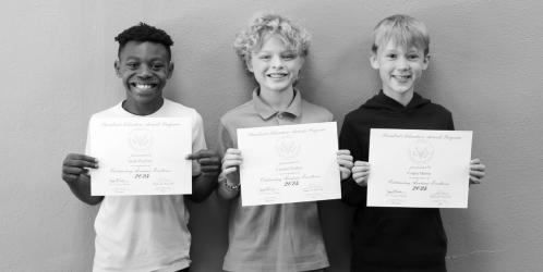4th Grade Presidential Excellence- L to R: Jonah Paulzine, Camden Walker, and Casper Harms.