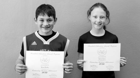 4th Grade Presidential Achievement- L to R: Beau Dierks and Kylie Guza.