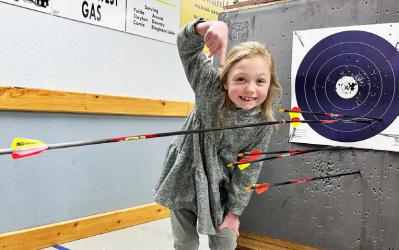 Whoop Whoop to Calista Pieske for shooting a Robinhood at the Beaver Creek Archery Club this past week. A Robinhood is when an archer splits an arrow already in the target with another arrow shot from the same spot. They say there is a 1 in 4,000 chance for an archer to accomplish this. Congrats Calista!