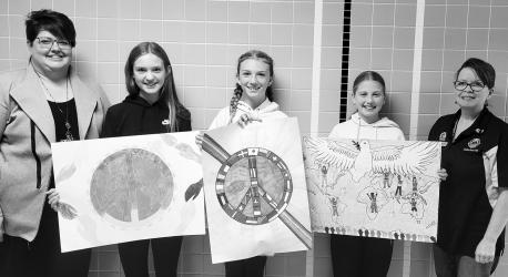 Hadley Lions Poster Winners!! Casey Gass - Enrichment Coordinator, Alaina Bonstetter - 3rd place, Siri Kuball - 2nd place, Cassie Scandrett - 1st place, and Lisa Saner with the Hadley Lions.