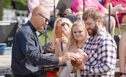 Tracy United Methodist Church’s Pastor Miron Carney baptized Alecia and Isla Hamilton during an Ecumenical worship service this past Sunday. Erik Hamilton is holding his daughter Isla with Alecia gazing at her daughter.
