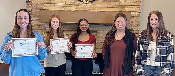 From left to right: Mikayla Reith, Nevaeh Echternach, and Lopez Garcia, along with finalists Gretchen Lefdal and Keyona Klingenberg.