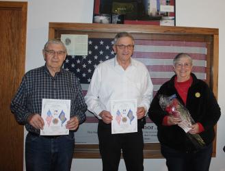 Charles Benda, Jerry Moline and Shirley Carlson were recognized for their years of membership with the American Legion.