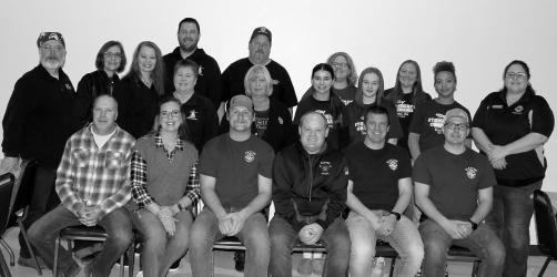 Chili Teams: Front, L to R: Jason and Monica Miller, Firefighters: Austin Irlbeck, Austin Boock, Cody Hanson, Nick Obermoller. Back, L to R: MCC: Jim and Janese Siedschlag, Farmers Agency: Missy Biren, Denise Schreier, Riley Engbarth, Slayton American Legion #8: Tricia and Brad Pagel, Stonegate Orchard: Amira Kirchner, Melinda Rosen, Peyton Bose, Jenni Kirchner, Lola Kirchner, MCMC: Robyn Moger.