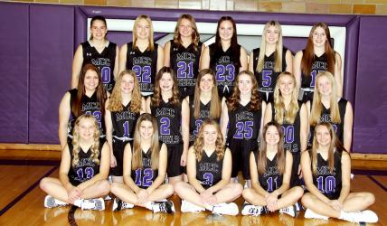 MCC GIRLS BASKETBALL VARSITY - (L to R): Front L to R: Emmi Peltola, Ava Deacon, Kelli Miller, Lily Daniels, Casey Miller. Middle L to R: Grace Williams, Alyssa Boerboom, Elyse Paulzine, MaryLou McNab, Kate Blankenship, Karissa Hurd, Taylor Larson. Back L to R: Kylie Knakmuhs, Zoey Iverson, Seanna Swenson, Jayda Hellewell, Thea Schneider, Abby Overman.