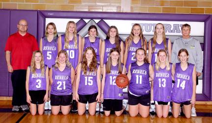 MCC GIRLS BASKETBALL JUNIOR HIGH - (L to R): Front: Madilyn Kramer, Aubrey Biegler, Joelle Hellewell, Reese Gilbertson, Charlie Paulzine, Suttyn Schryvers, Emma Ahlquist; Back: Chloe Kremer, Katherine Miller, Addy Dierks, Danyel Neilson, Erynn Rohrer, Mikayla Reith.