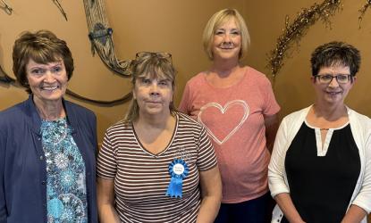 Murray County Food Shelf was a recipient of a Murray County Foundation grant. Pictured above, L to R, are Nancy Laible, foundation president, Deanna Konkol, Director of Murray County Food Shelf, Judy LaBoda, Director Murray County Foundation, and Lisa Ackerman, Manager of the Slayton Community Dinner.