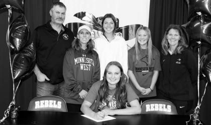 Pictured with Jayda are her family, Dad Blair, Mom Tami, Sisters Ashley and Joelle and the Lady Jays coach Rosalie Hayenga-Hostikka.