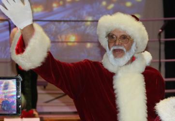 Santa and Mrs. Claus greeted the kindergarten through 2nd grade during the Christmas concert, and in turn wished the audience a very Merry Christmas and Happy Holidays.