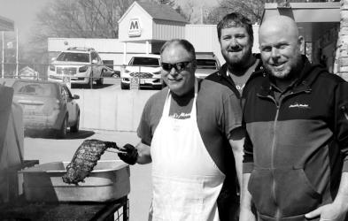 Almich’s Market held their first Rib Fest of the season. Pictured (L to R): Dean Ackerman, Nate Gerber, Travis Almich.