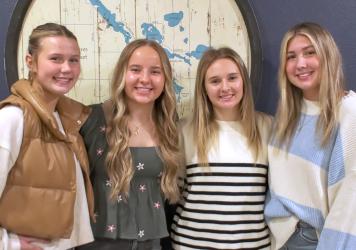 Pictured to the right - All Academic: Elyse Paulzine, Emmi Peltola, Kelli Miller, Thea Schneider.