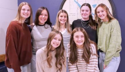 Pictured above - 1st Year Letter Winners: L-R Back Row Lila Scandrett, Erynn Rohrer, Ava Deacon, Peyton DeGreeff, Calleigh Doeden. L-R Front Row Avery Thovson, Reese Gilbertson.