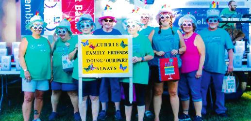 Currie Family and Friends - Pictured: Shelly Bassett, Sharon McClure, Toni Galvin, Dorothy Jensen, Rocky Dumos, Joan Kunselman, Jessi Rykhus, Cindy Gengler (Special family member), Tim Kunselman. Not pictured: Chuckie (Karin Deslauriers)