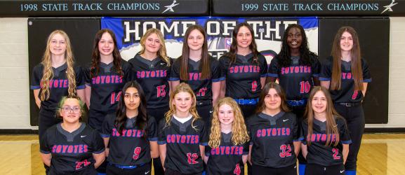 HLO-F Softball: Front row, L to R: Leah Saenz, Adrianna Hisler, Brooklynn Gordon, Ellie Hart, Paxton Hendel, Khloe Post. Back row: Ashton Reiersman, Henley Fisher, Lauryn Hendel, Ava Fisher, Apodo Opkene, Addison Hendel.