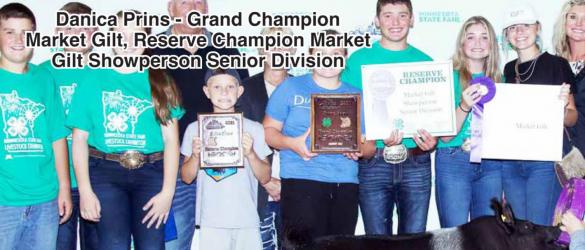 Danica Prins - Grand Champion Market Gilt, Reserve Champion Market Gilt Showperson Senior Division