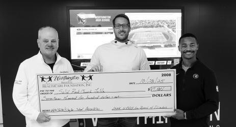 Pictured from left: Jeff Rotert, Pastor John Nau Solid Rock Fulda and Youth Director Solid Rock Worthington Lencho Morke.
