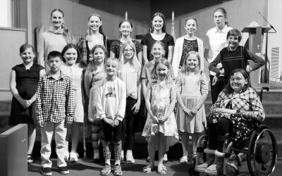 Piano students of the Flesner Piano Studio performed their spring recital Sunday in Tracy with an Americana Patriotic theme. Back row: Annie Scandrett, Johanna Pickard, Summer Moon, Natasha Doubler, Linea Koch, Elia Koch. Middle row: Vivian Radke, Willow Hoff, Lillie Hoff, Shelby Knott, Cassandra Scandrett, Noah Koch. Front row: James Hohler, Adalie Pick, Vanessa Radke, Cora Scandrett, Bella Hoff. Anna Jeanne Flesner of Tracy is their instructor.