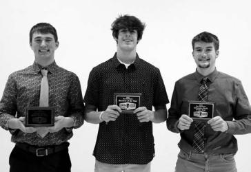 District MVPs (L to R): All Special Teams - Abe Paulzine, All Offensive Receiver - Christian Tentinger, All Defensive Back - Jaden Deacon.