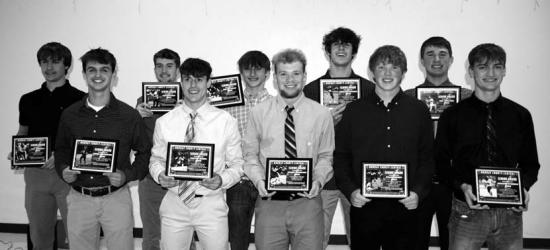 Seniors (L to R): Front - Tanner Graphenteen, Carter Benda, Mason Wendland, Dylan Doeden, Jackson Sturges; Back - Tate Tromblay, Jaden Deacon, Ashton Kalas, Christian Tentinger, Abe Paulzine.