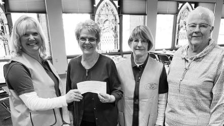 Carla Goedtke on behalf of Investors Choice Financial Services donated $500 as part of the Slayton Kiwanis annual Children’s Miracle Network soup and dessert fundraiser. Accepting on behalf of the Slayton Kiwanis are: Marilyn Carlson, President and Fundraiser Co-Chair, Janet Voges, Treasurer, and Margaret Kluis, Fundraiser Co-Chair.