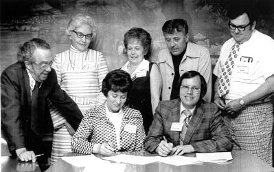 When Plum Creek Library System was created, those pictured above were on the original contract. You’ll notice Joe LeTendre of Slayton on the right.